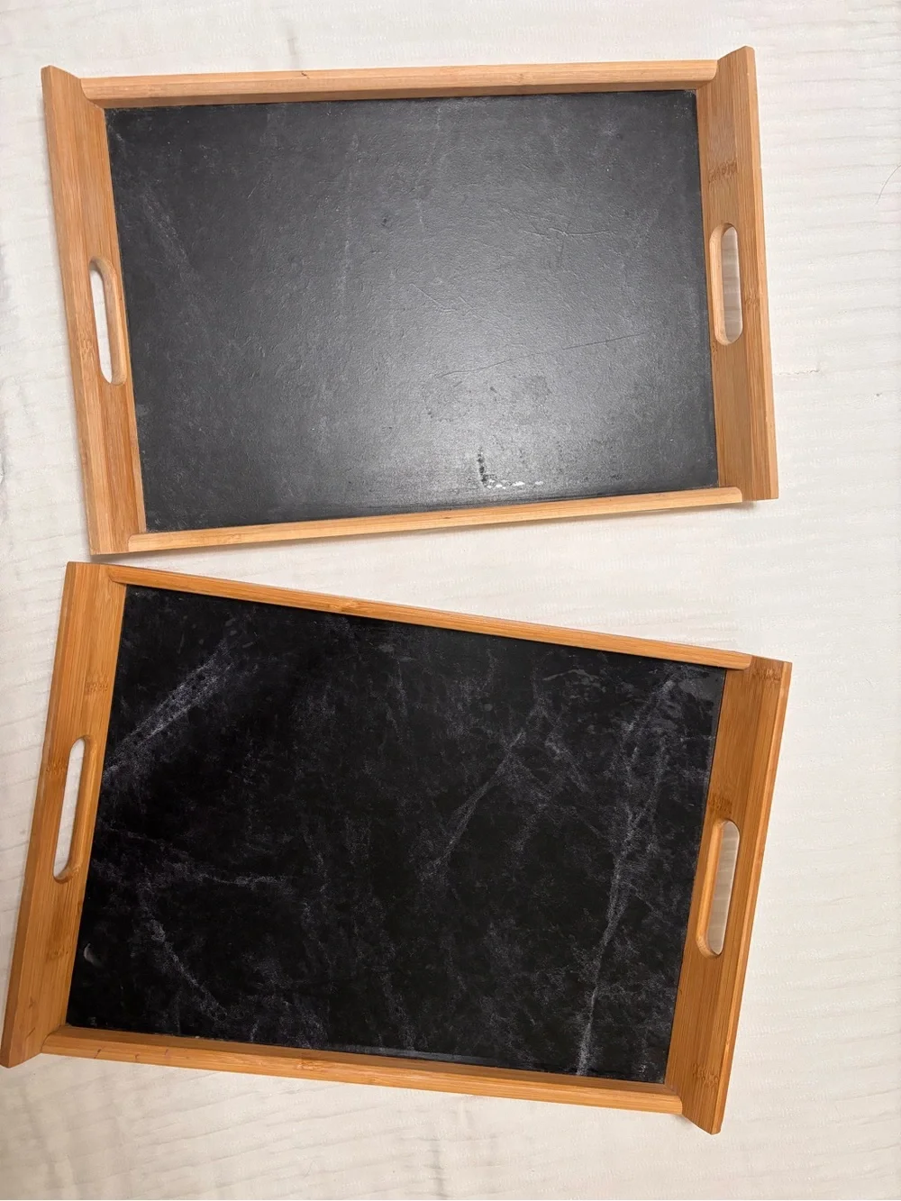 Bamboo Framed Black Chalk Serving Tray - Black